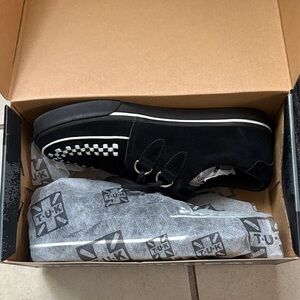 T.U.K Black Sneakers with Checkered Accent
